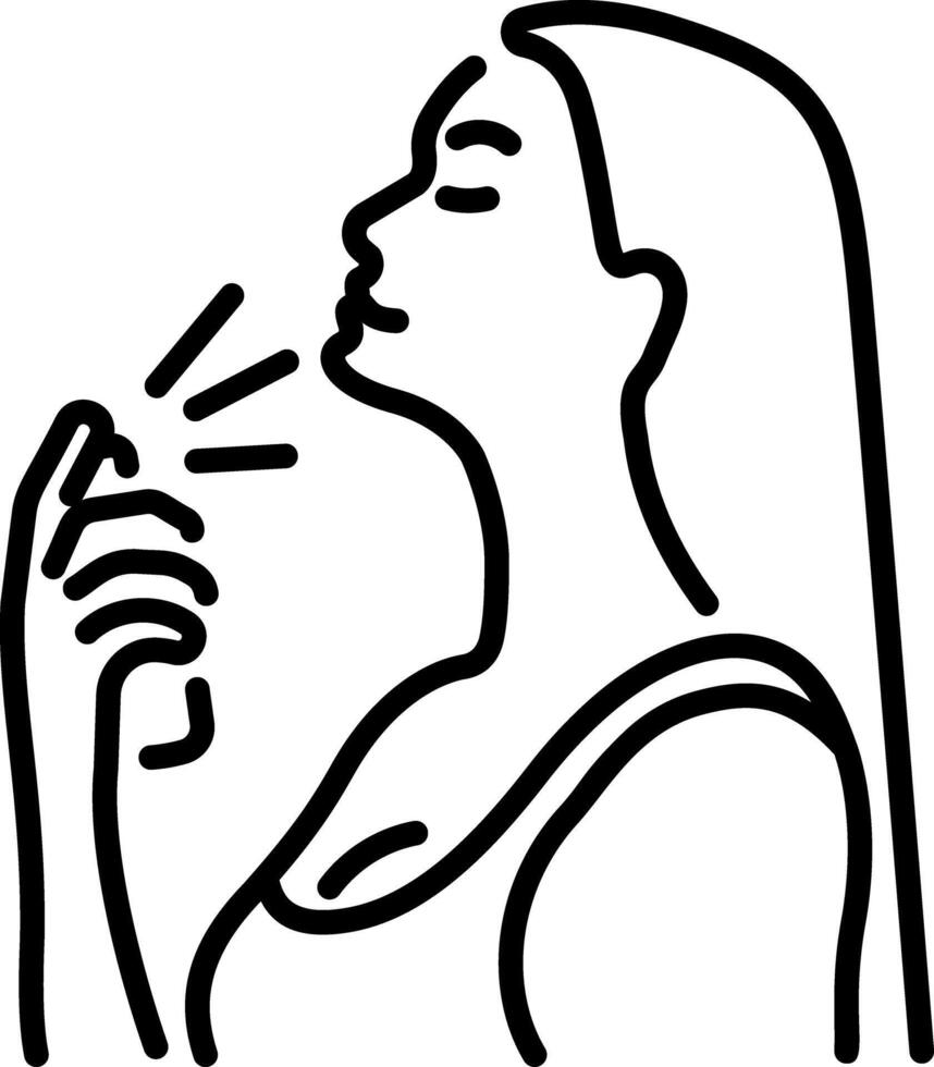 A woman applying perfume, line style icon vector