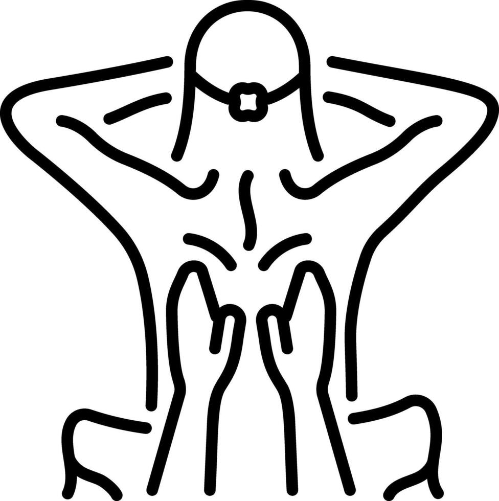 A character doing back massage, linear icon vector