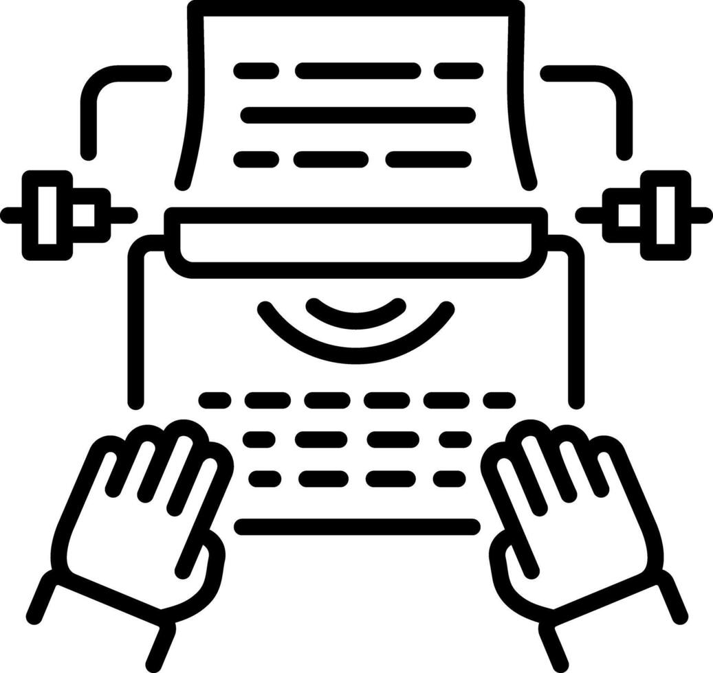 A linear style icon of a typewriter vector