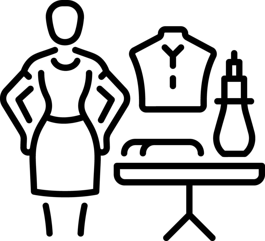 A linear style icon of a professional fashion designer vector
