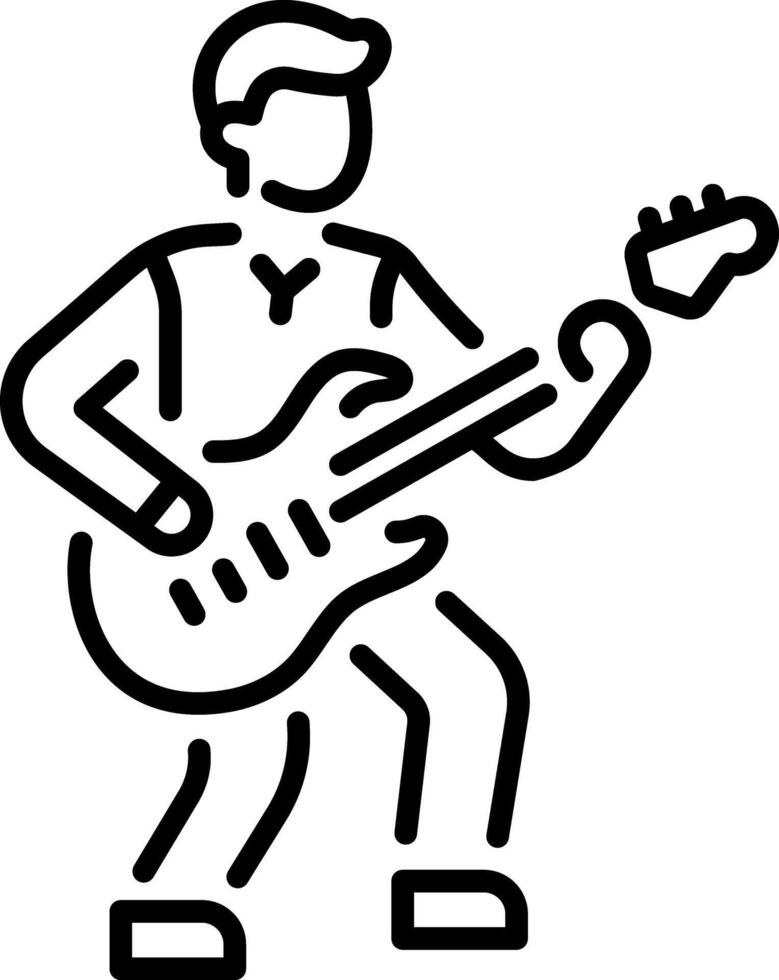 A linear style icon of a guitarist character vector