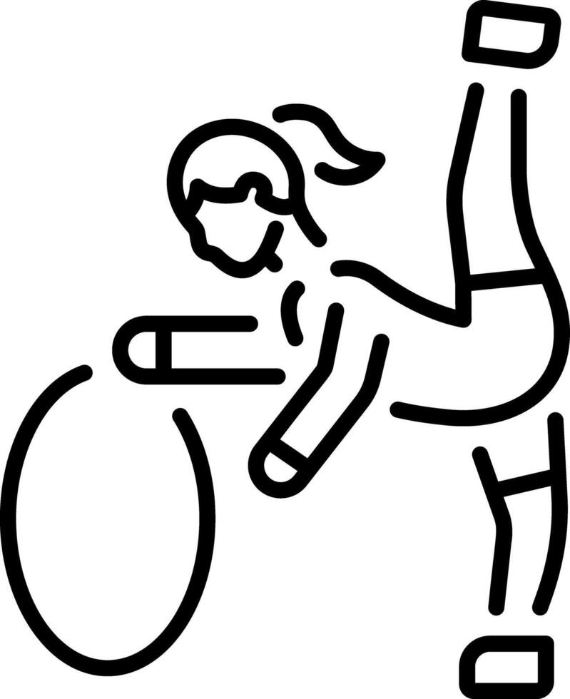 A character showing her gymnastic skills, linear icon vector