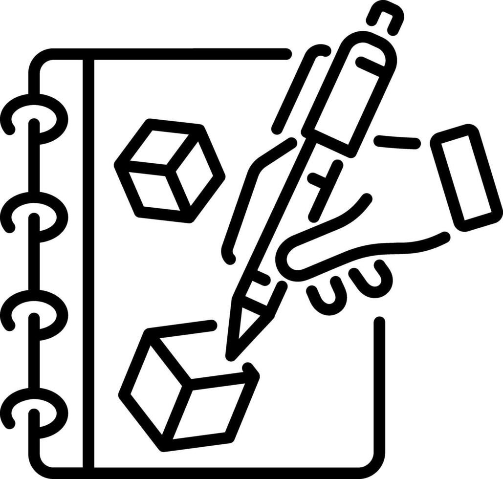 A linear style icon of a sketching notebook vector