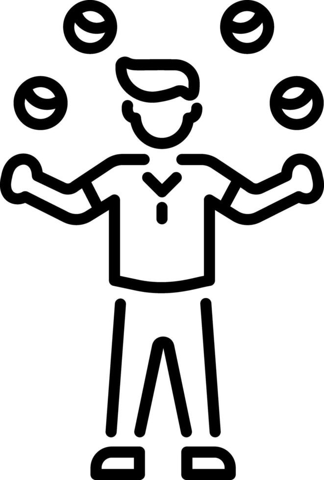 A linear style icon of a juggling character vector