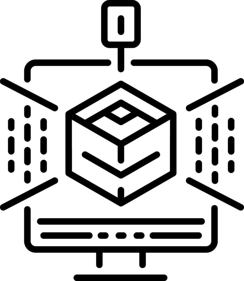 A linear style icon of 3d model system vector