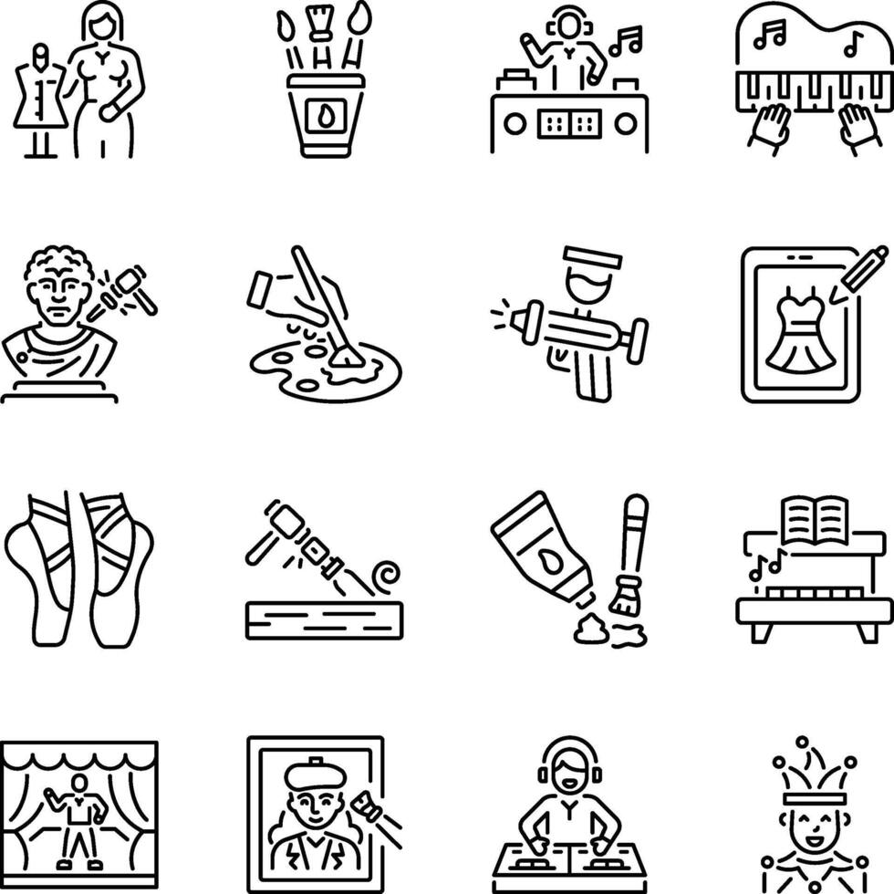 Collection of Linear Style Creative Designing Icons vector
