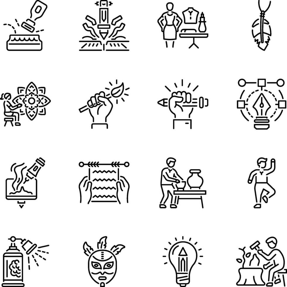 Bundle of Linear Style Artistic Designing Icons vector