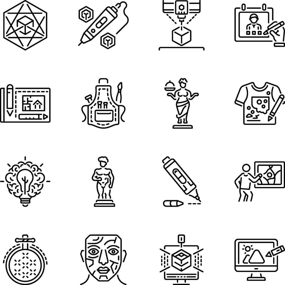 Collection of Linear Style Artistic Icons vector