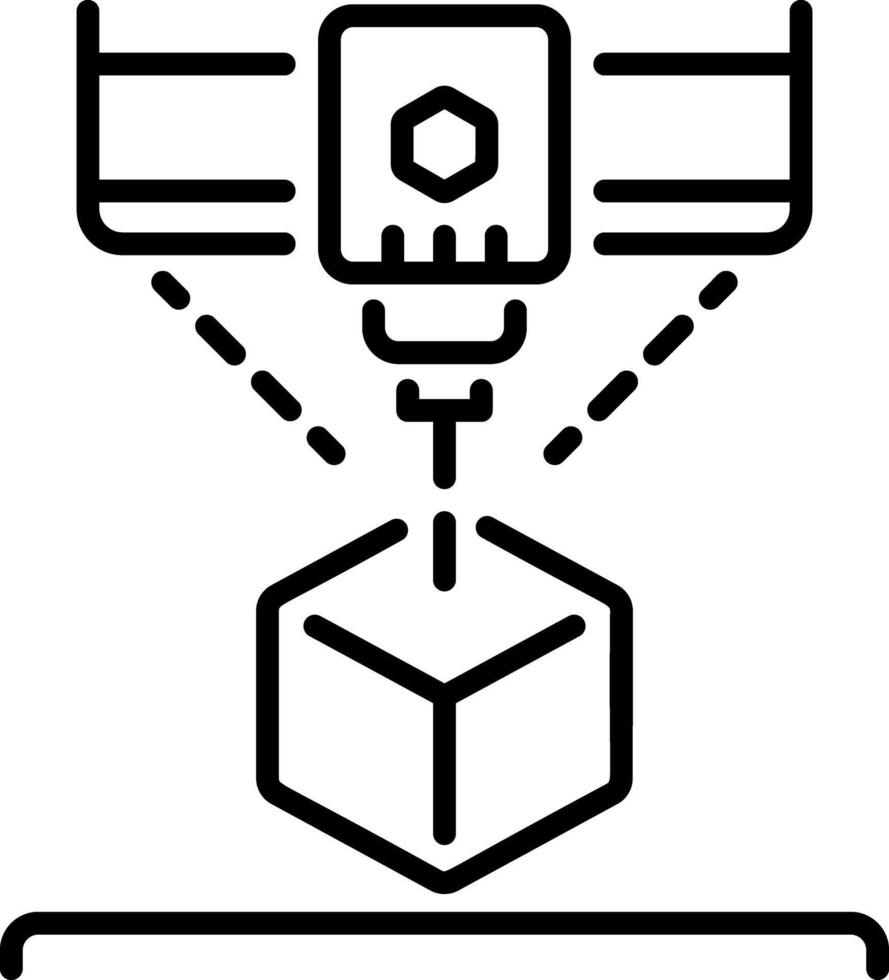 Trendy 3d printing machine icon in linear style vector