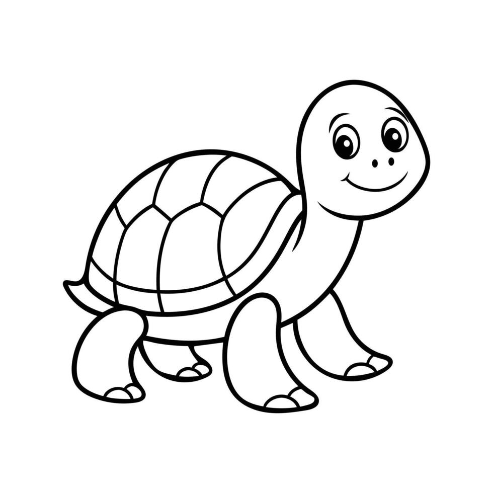 A turtle coloring page for kids vector