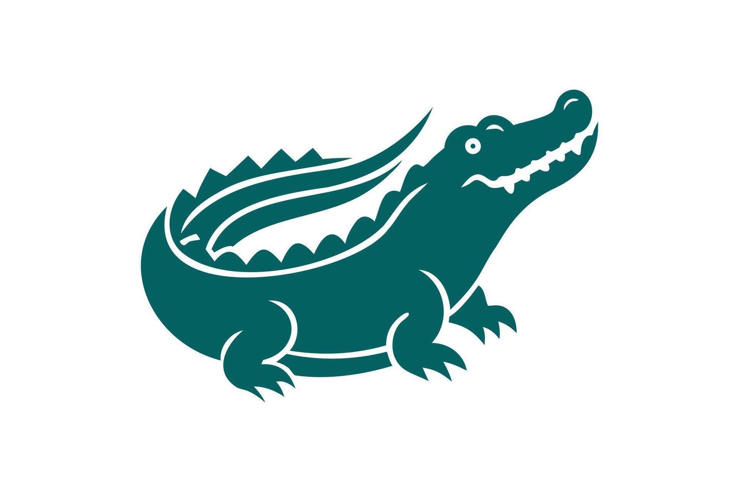 A green alligator is shown on a white background vector