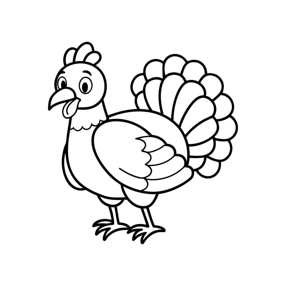 A turkey coloring page for kids vector