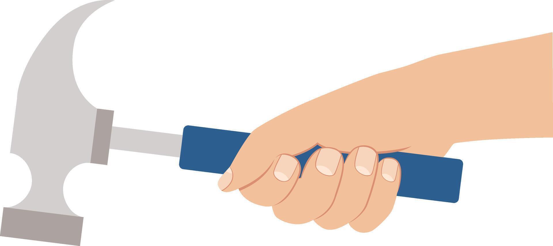 Hand holding hammer. Colorful illustration Hand drawn illustration. vector