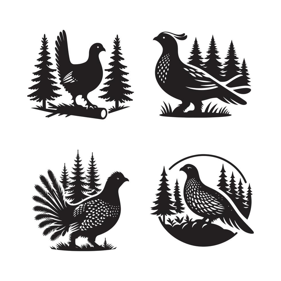 Professional Spruce Grouse Silhouette vector