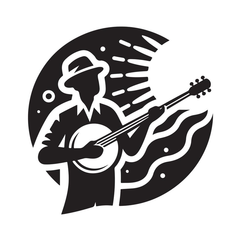 Black Banjo Silhouette for Poster Design vector