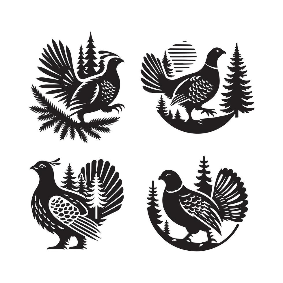 Elegant Spruce Grouse Silhouette Artwork vector