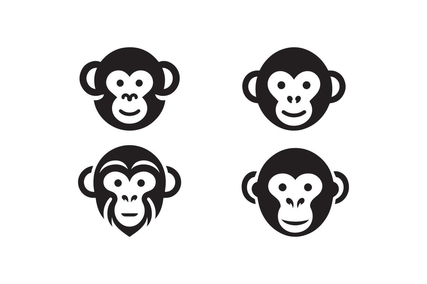 Monkey head icon set, illustration vector