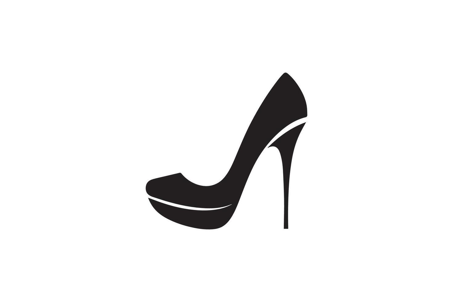 A black and white image of a high heel shoe vector