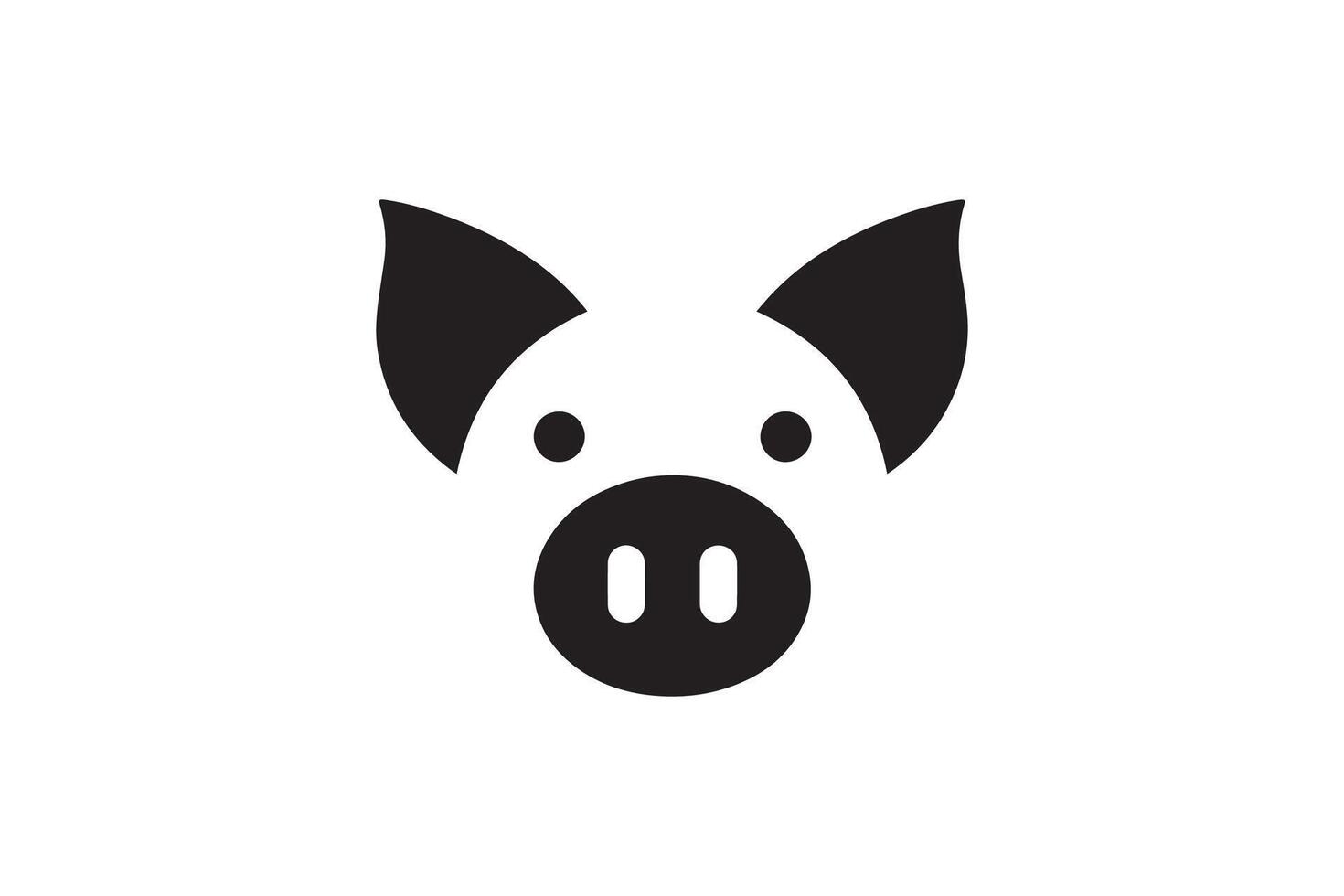 A black and white pig head icon on a white background vector