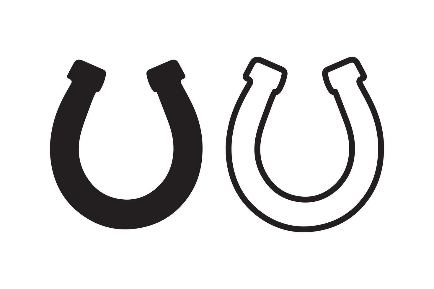 Two horseshoes are shown on a white background vector
