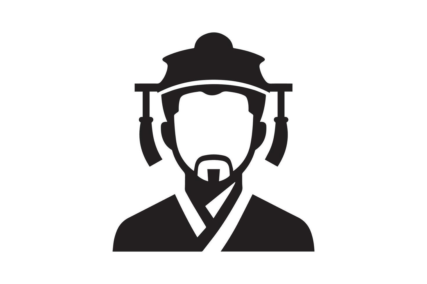 A black and white illustration of a man in a hat vector
