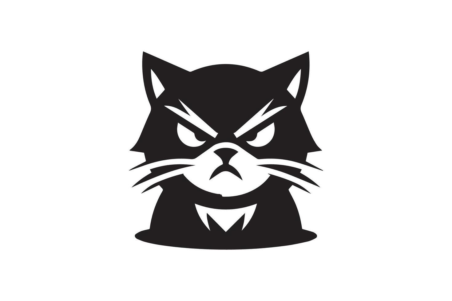 A black and white cat head logo vector