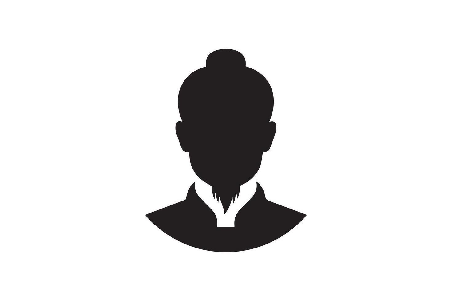A man with a bun in his hair is shown in a black silhouette vector