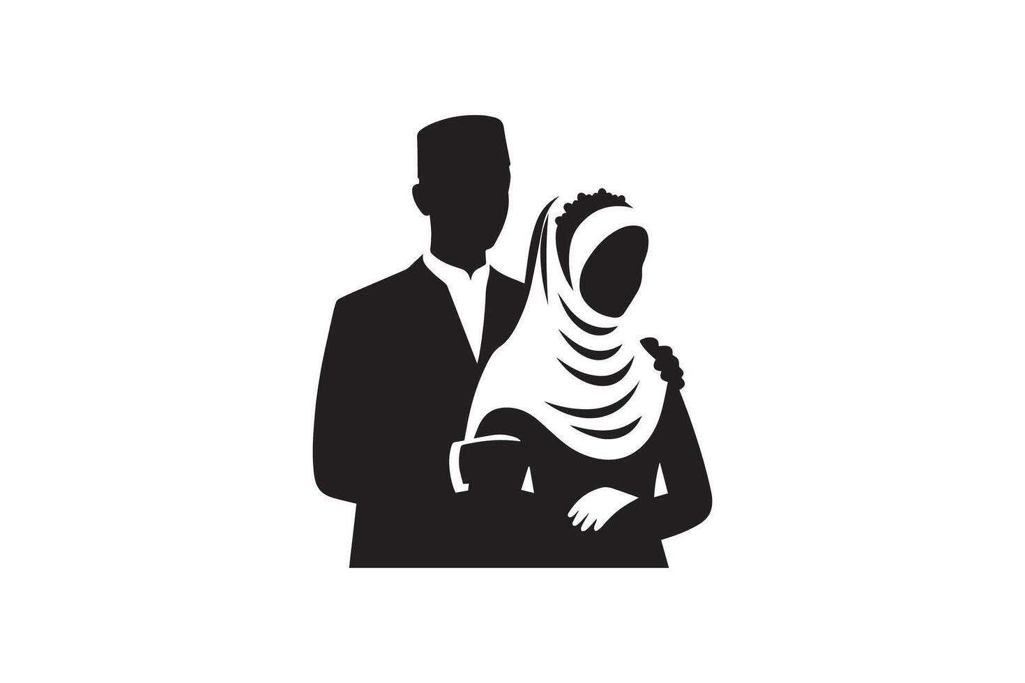A silhouette of a man and woman in traditional clothing vector