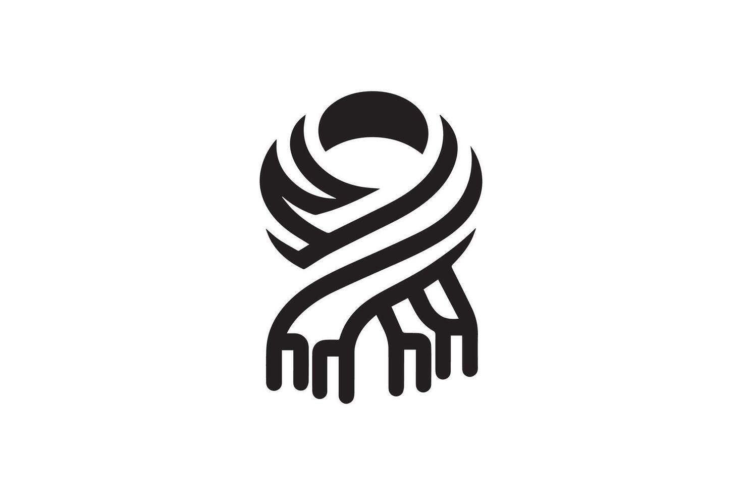 A black and white logo for a scarf vector