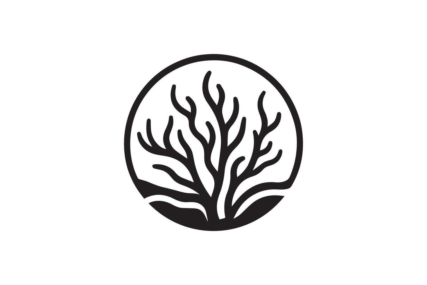 A black and white logo of a tree vector