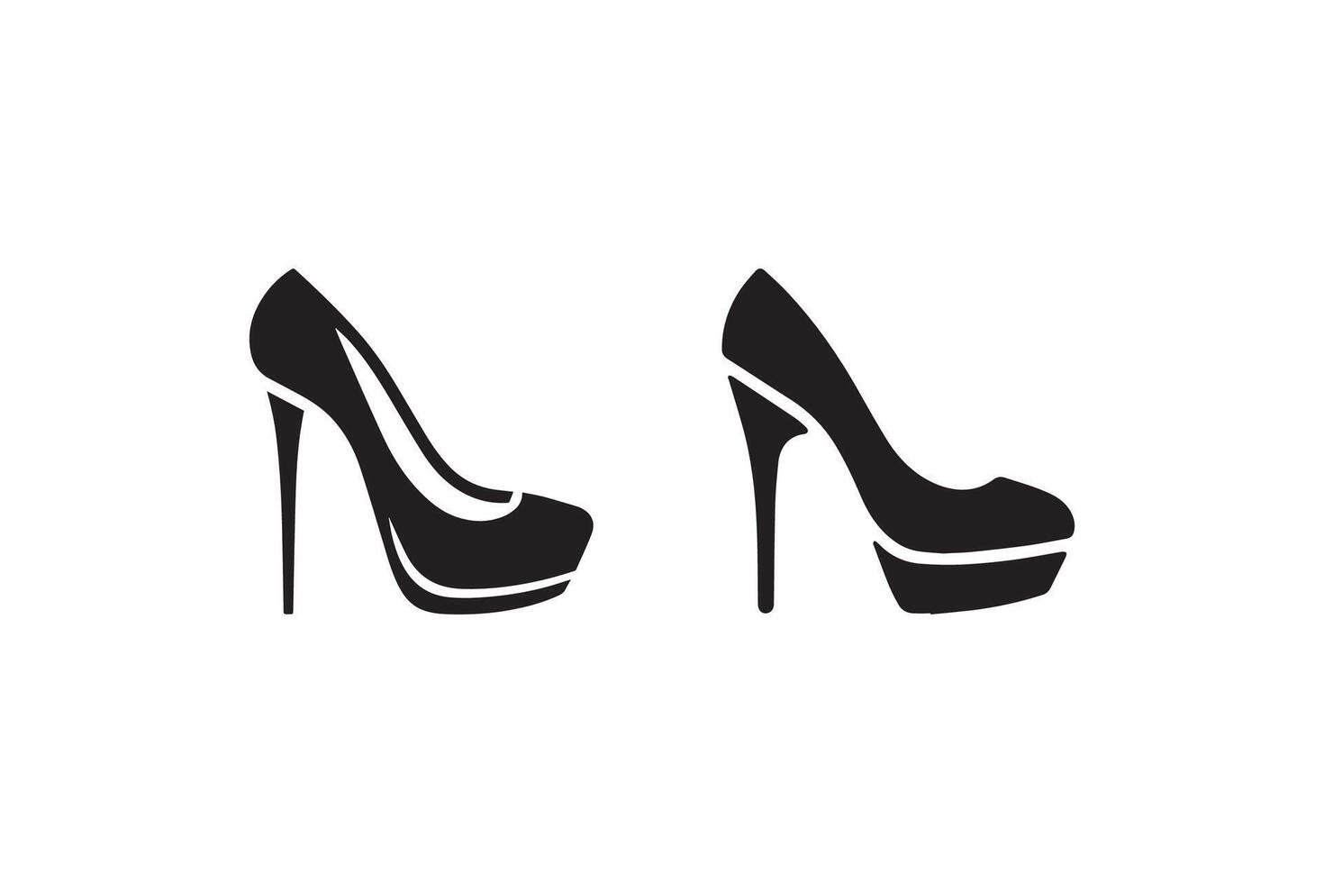 Two black and white high heel shoes on a white background vector
