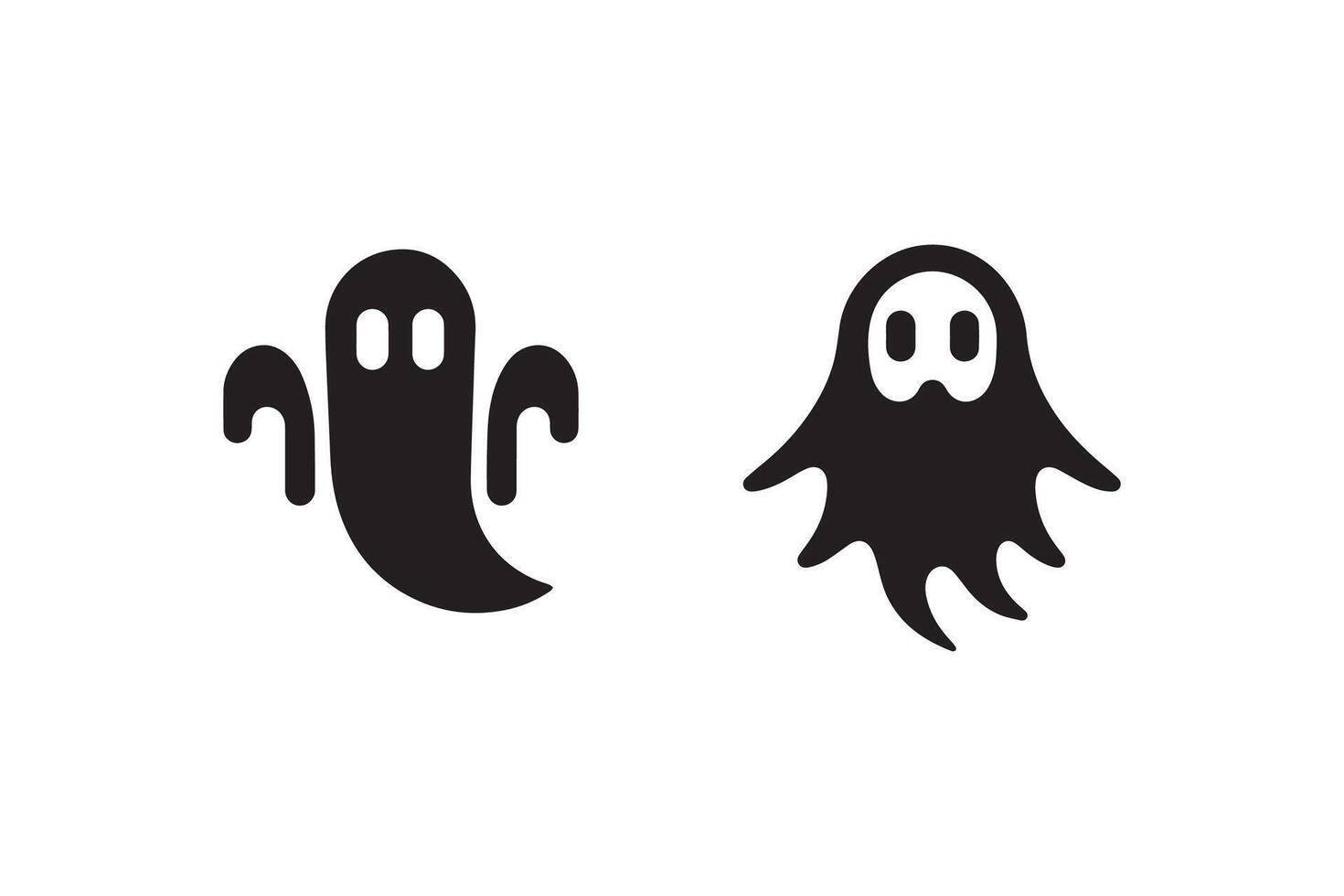 Two black and white ghost icons on a white background vector