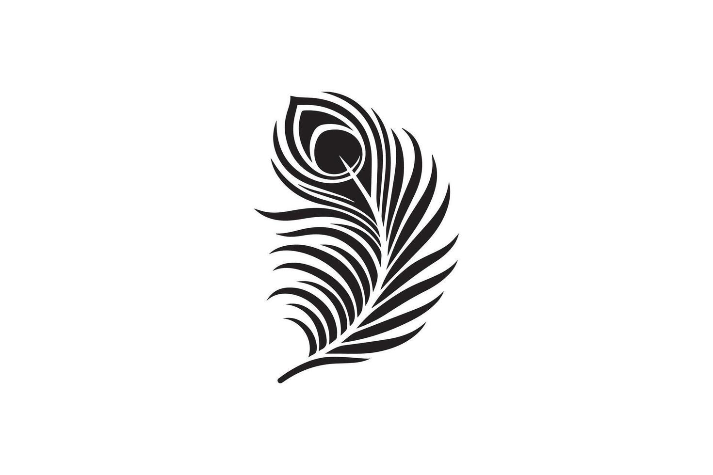 A black and white feather logo on a white background vector