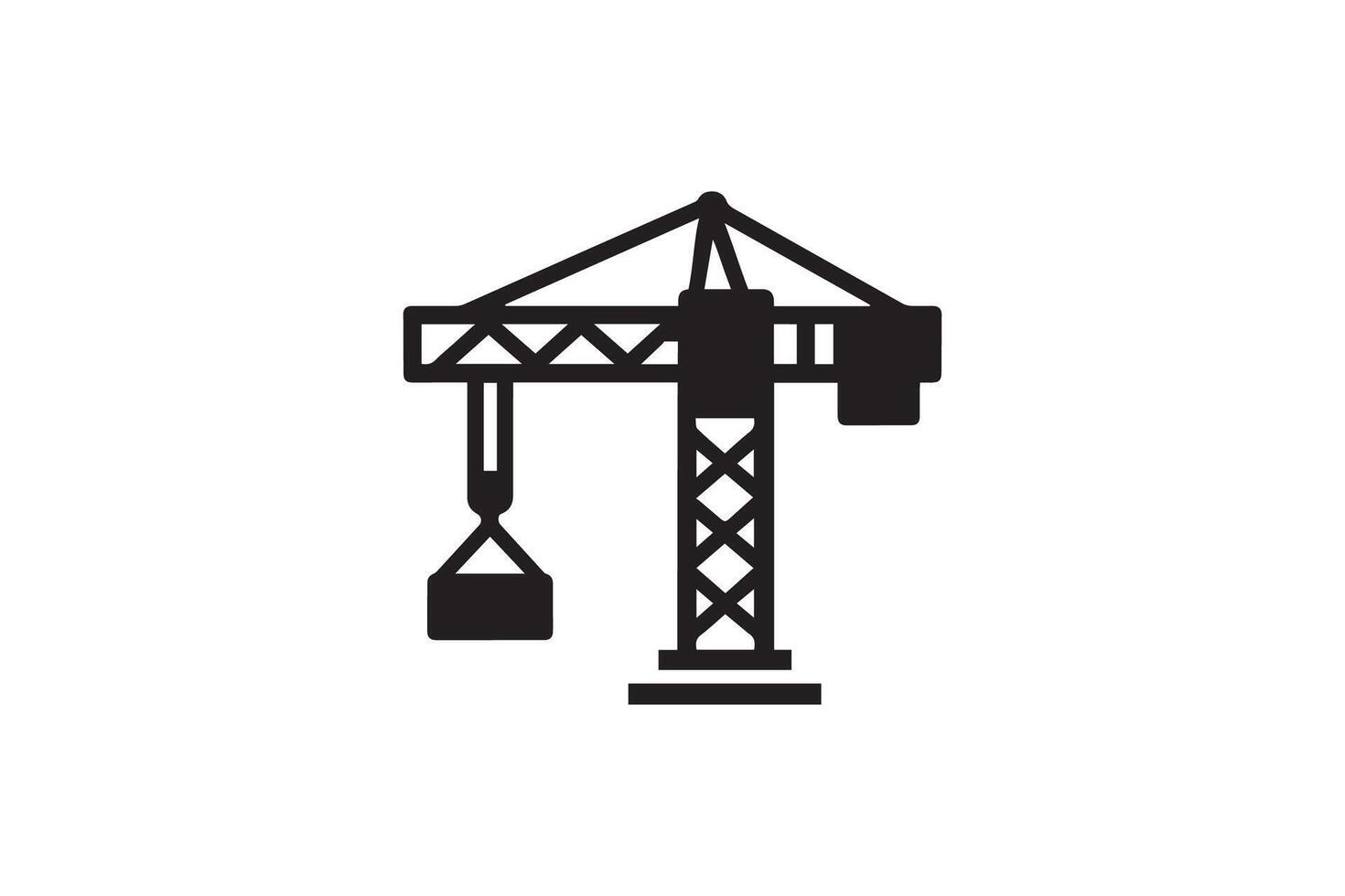 A black and white illustration of a crane vector