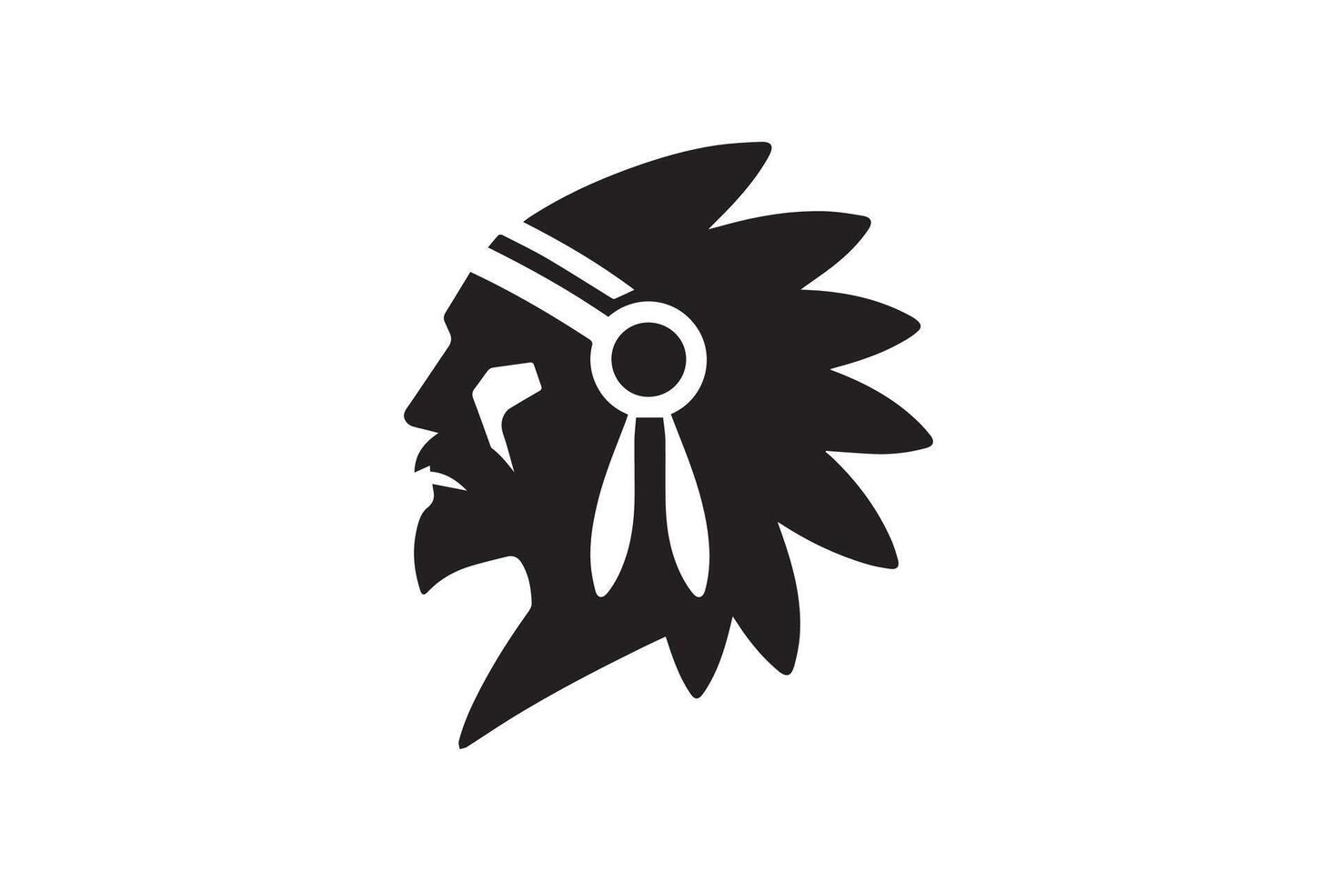 Indian chief head icon, black and white vector