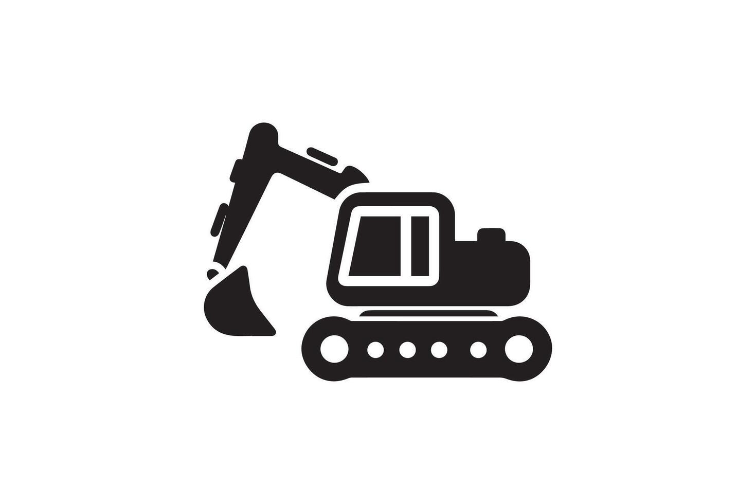 A black and white image of an excavator vector