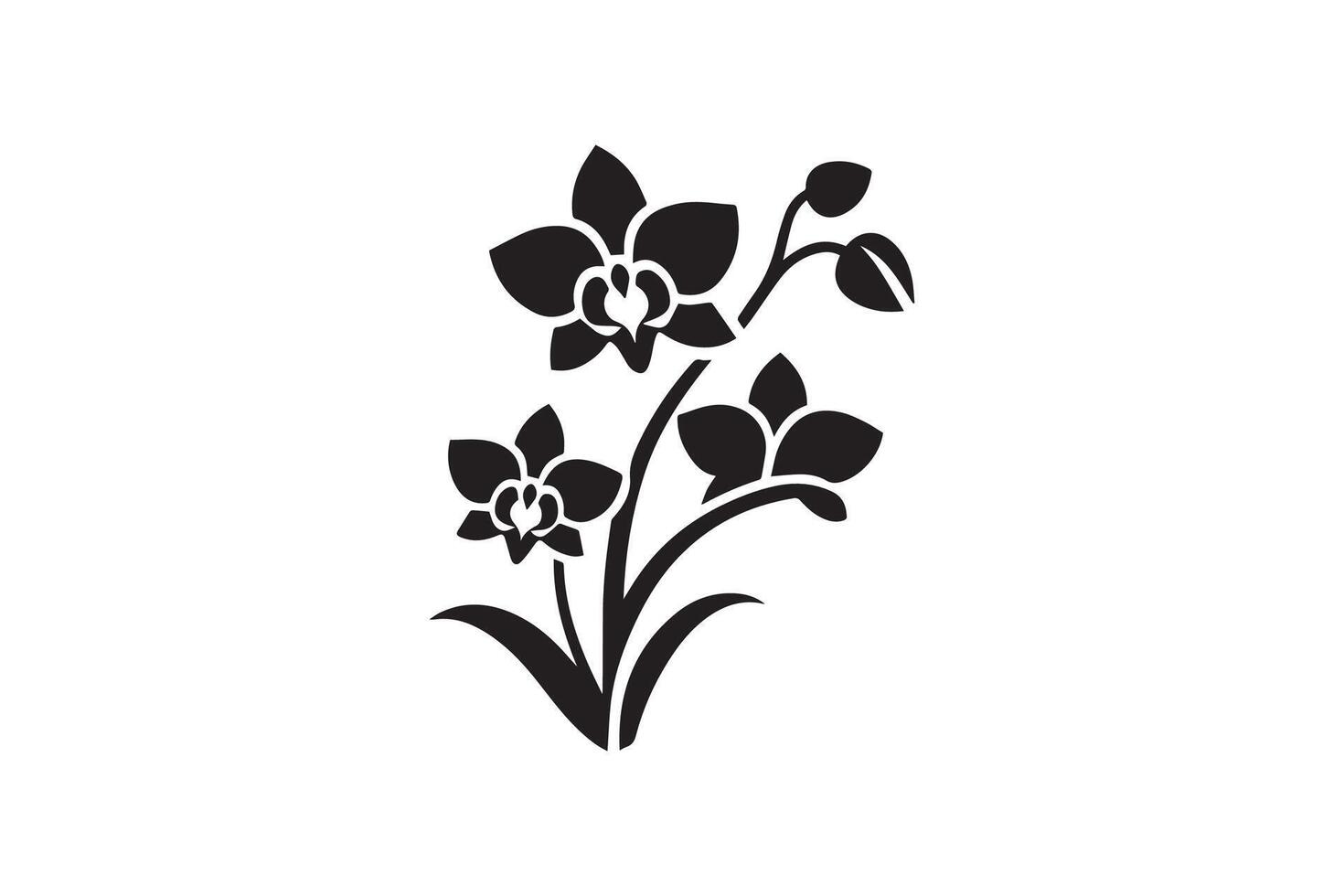 A black and white logo of orchids vector