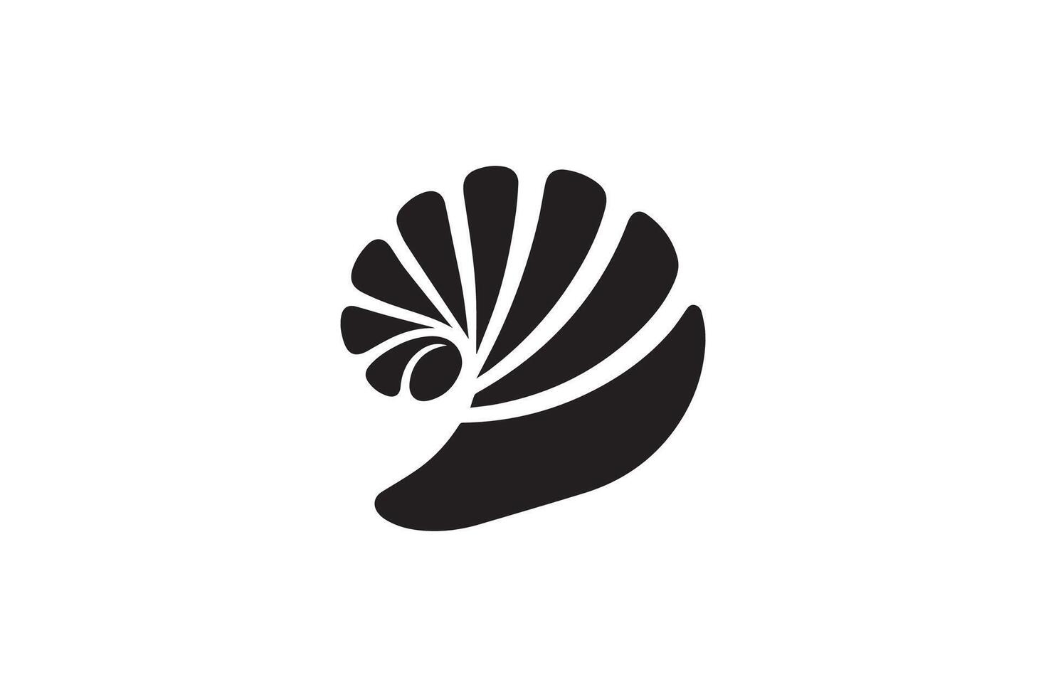 A black and white logo of a shell vector