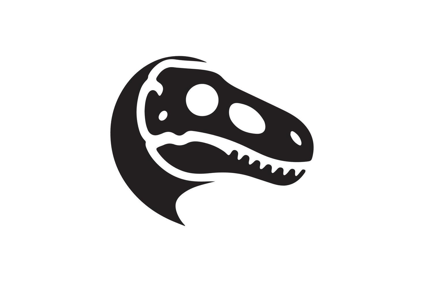 A black and white logo of a dinosaur head vector