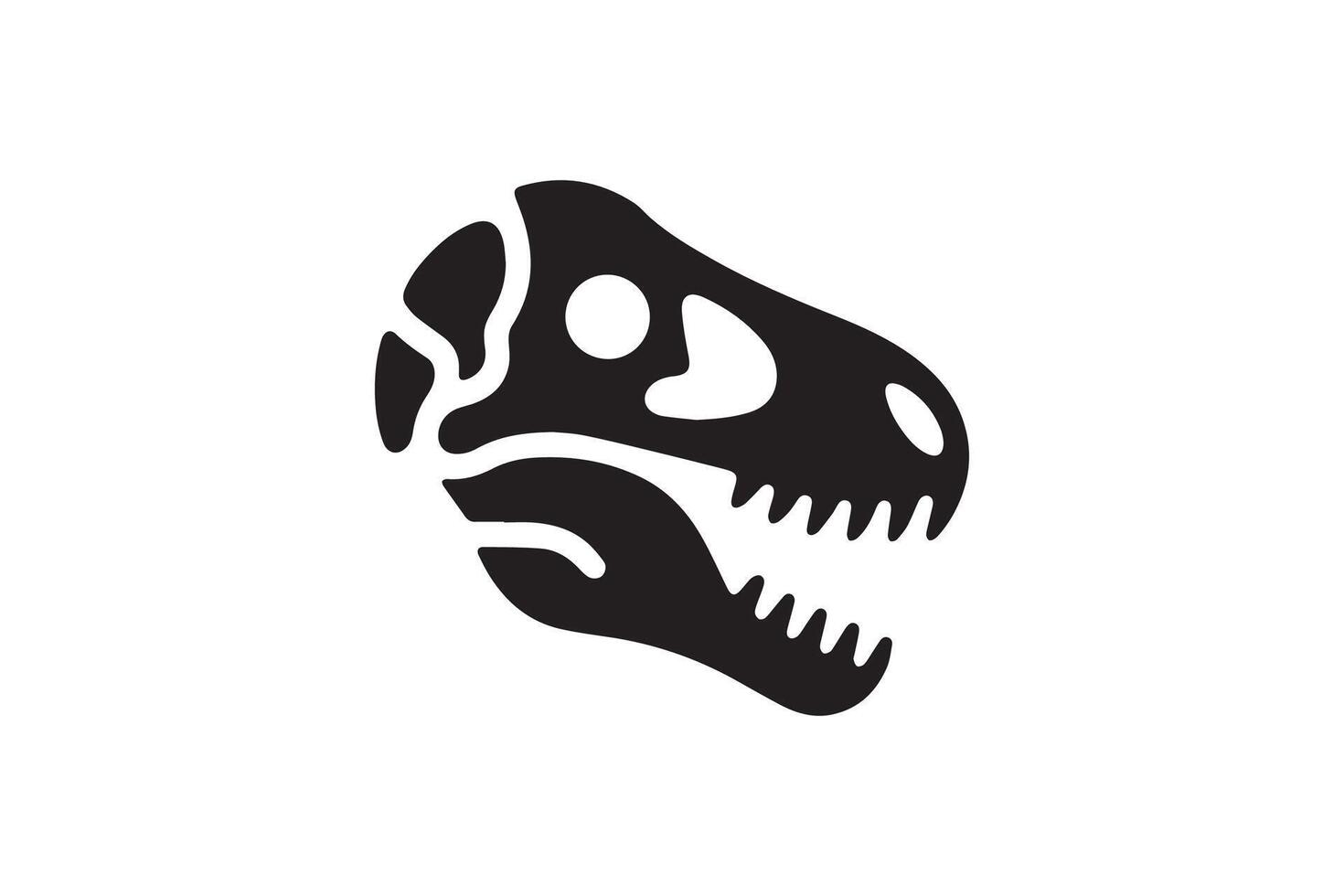 A black and white image of a dinosaur head vector