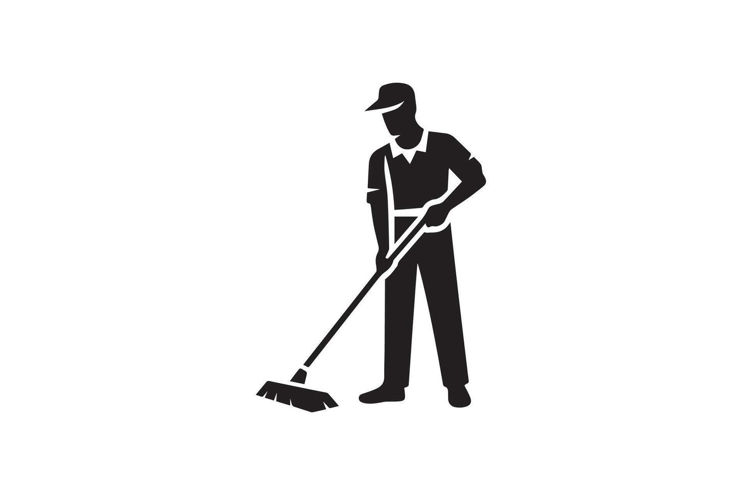 A man is sweeping the floor with a broom vector