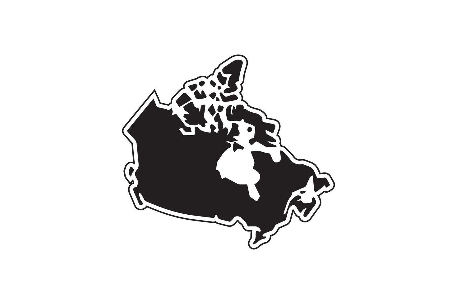 A black and white image of a map of canada vector