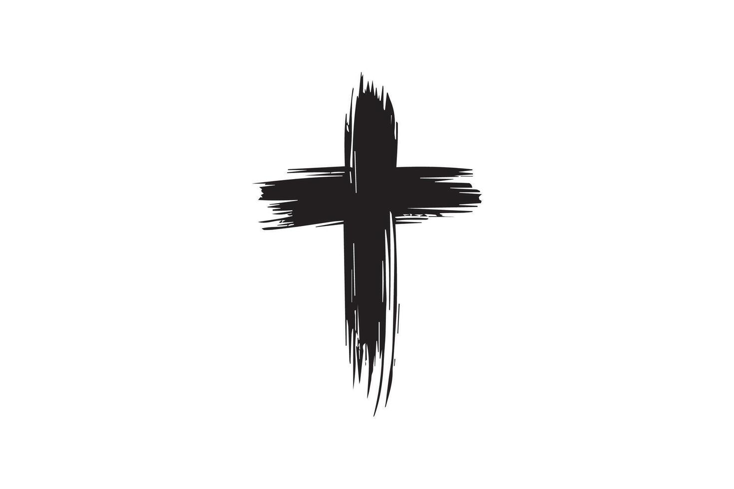 A black cross painted on a white background vector