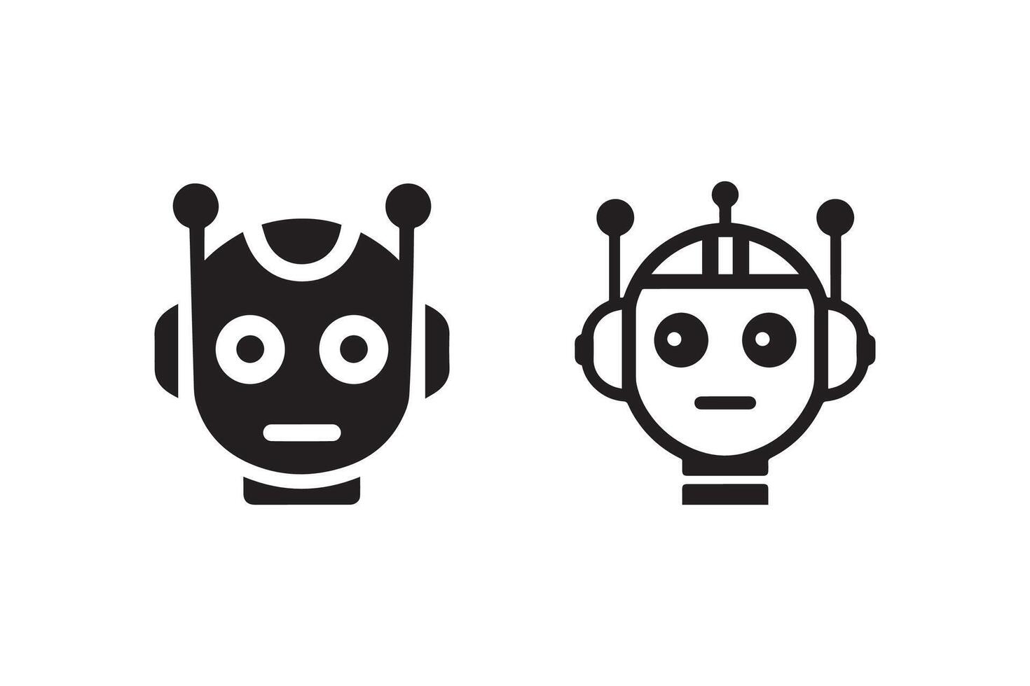 Robot and robot head icon illustration vector
