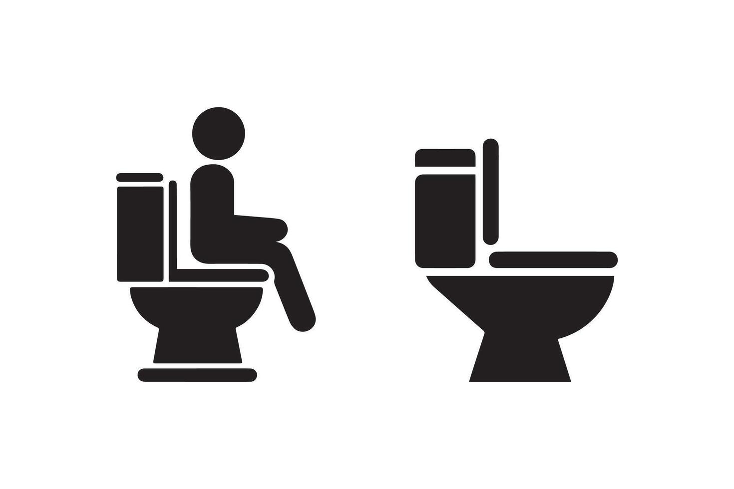 A black and white illustration of a man sitting on a toilet vector