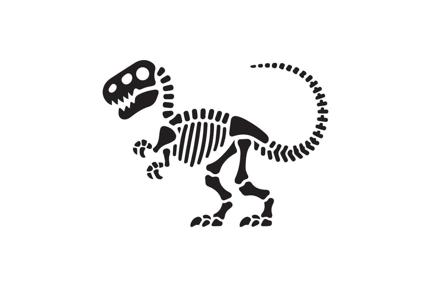 A dinosaur skeleton is shown in a black and white design vector