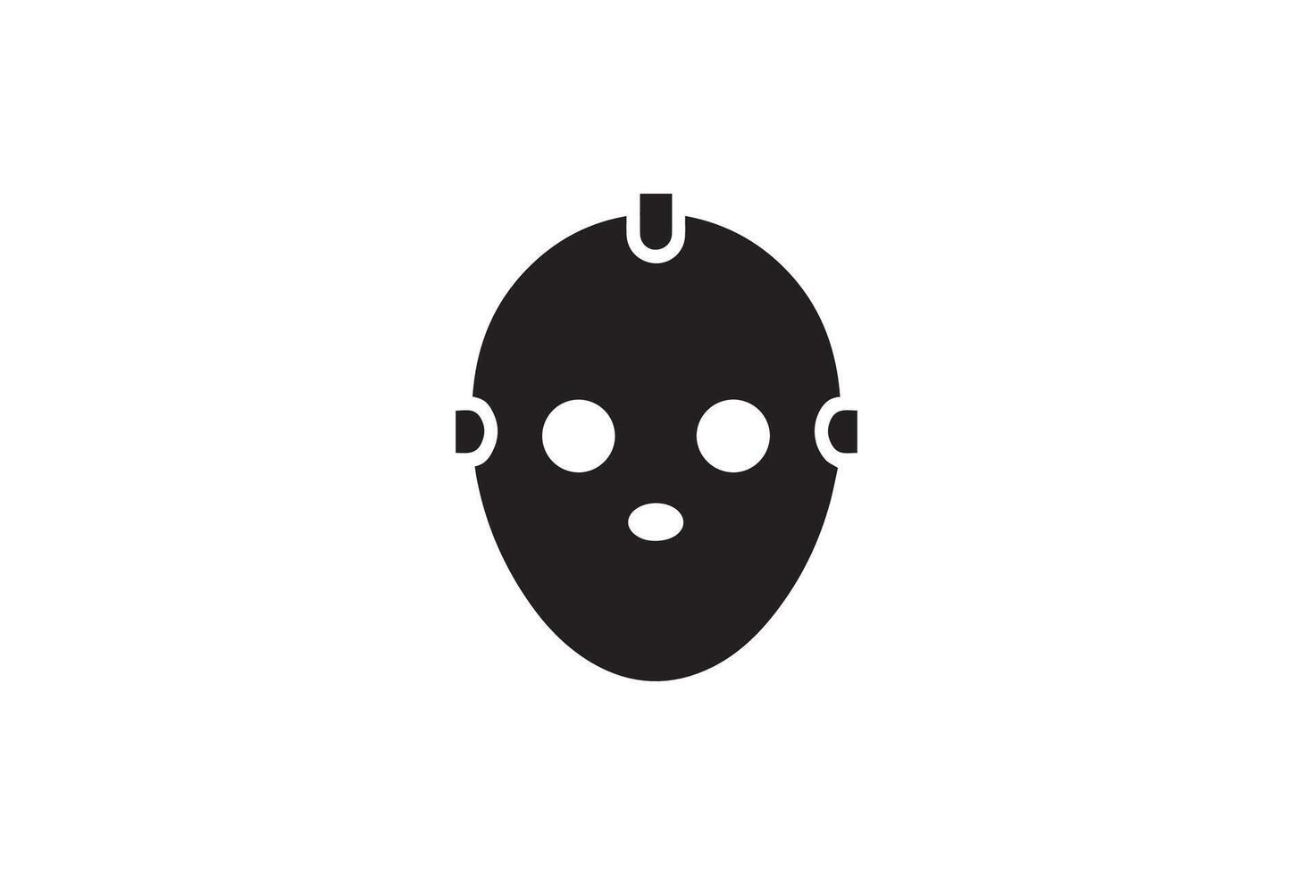 A black and white illustration of a hockey mask vector