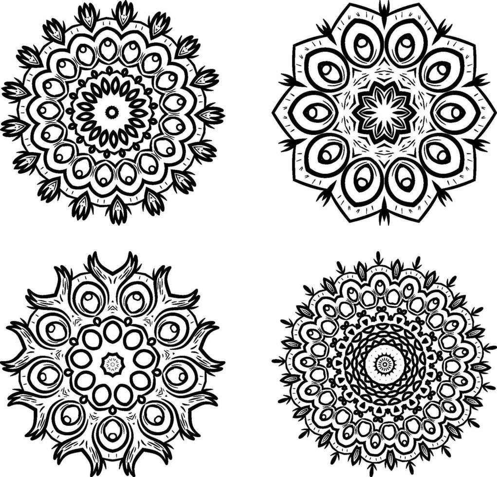 Set of Mandala Coloring book template. wallpaper design, lace pattern and tattoo. vector