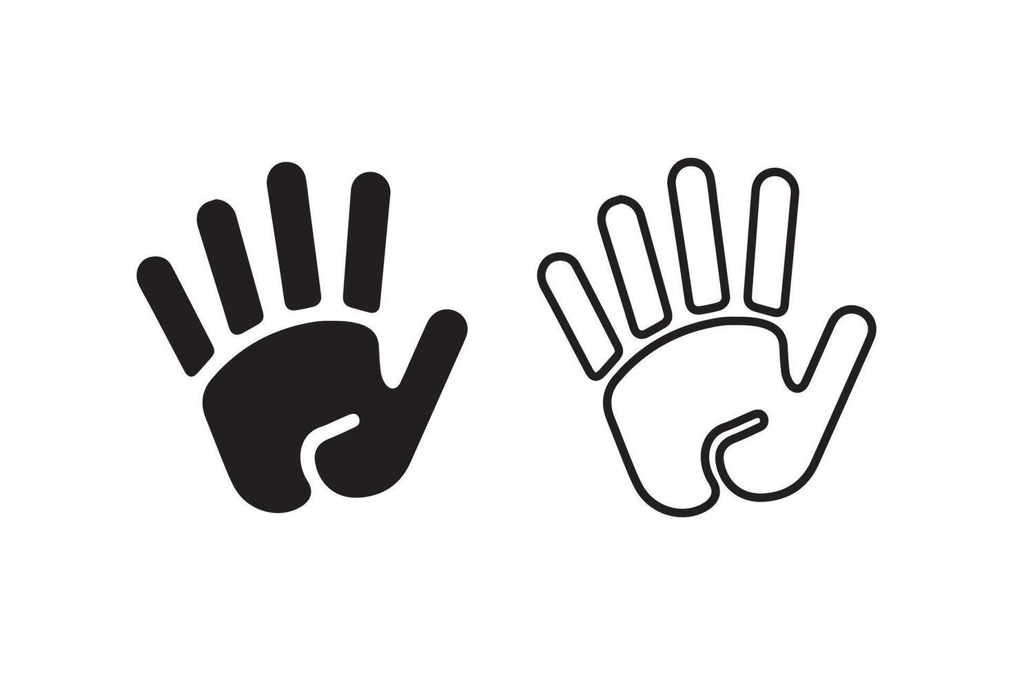 Two black and white hand icons with a hand and a hand vector