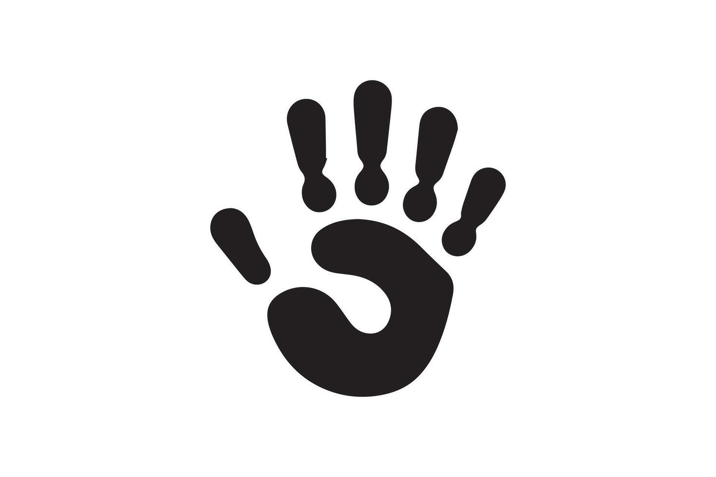 A black hand print on a white background vector